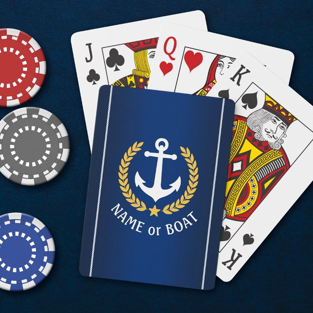 Jeu De Cartes Nom du bateau Ancre Gold Laurel Rope Bleu Marine (Créateur téléchargé)