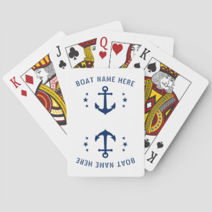 Jeu De Cartes Nom du bateau d'Ancre Vintage nautique Bleu blanc