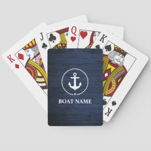 Jeu De Cartes Nom du bateau nautique Ancre Bois bleu