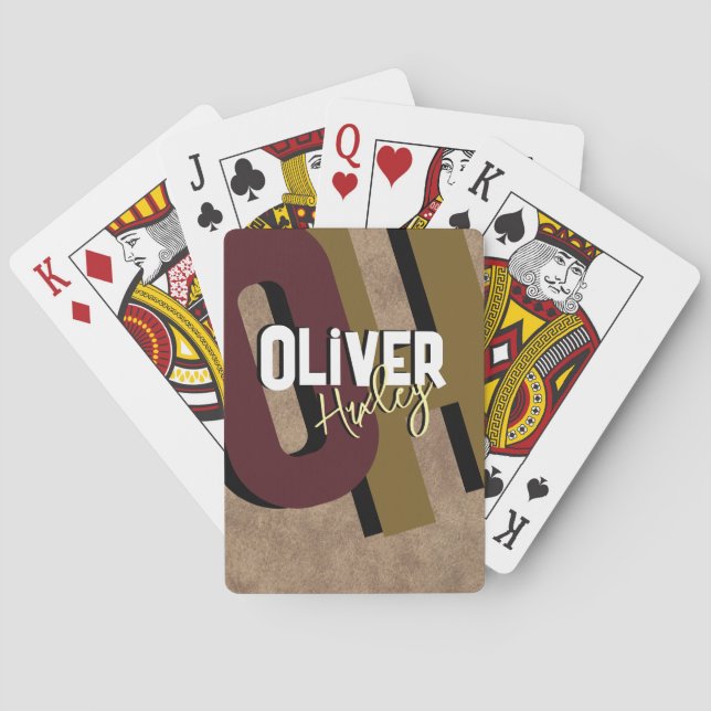 Jeu De Cartes Nom du joueur de poker Cool Bold Monogramme (dos)