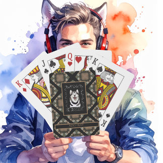 Jeu De Cartes Nom du joueur et couleur de la photo/Brown/noir