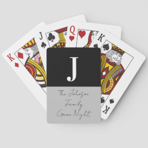Jeu De Cartes Nom du monogramme Black Grey Famille Jeu Nuit