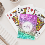 Jeu De Cartes Nom du monogramme de la sirène de Parties scintill<br><div class="desc">Personnalisez facilement ces belles cartes à jouer brillamment de fausse parties scintillant avec votre monogramme et nom de script manuscrit personnalisé.</div>