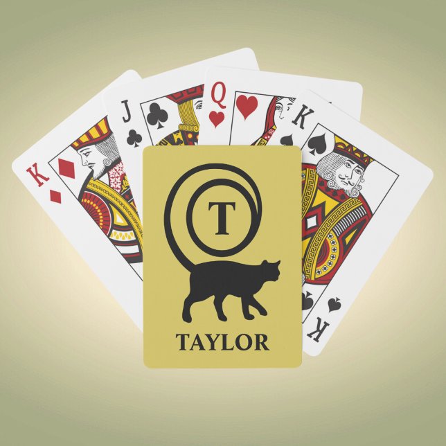 Jeu De Cartes Nom du monogramme Kitty initial Chat Lover Or Noir (Créateur téléchargé)