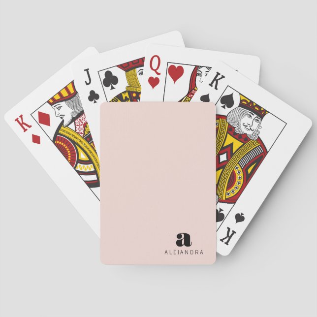 Jeu De Cartes Nom du monogramme rose gras moderne (dos)