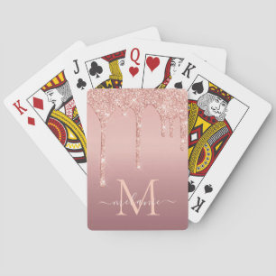 Jeu De Cartes Nom du monogramme Texte Rose Parties scintillant o