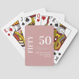 Jeu De Cartes Nom élégant Dusty Pink pour 50e anniversaire 