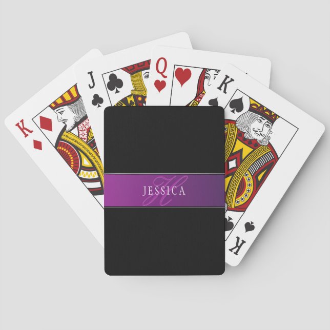 Jeu De Cartes Nom élégant & Initiale/s monogrammée/s (dos)