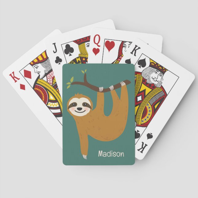 Jeu De Cartes Nom et couleur personnalisés Sloth (dos)