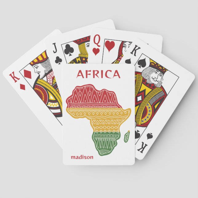 Jeu De Cartes Nom et texte personnalisés Afrique (dos)
