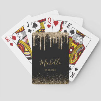 Jeu De Cartes Nom Féminin Paillettes Or Noir Élégant Étincelant