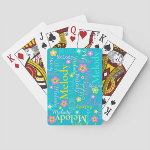 Jeu De Cartes Nom fleur à motif jaune aqua