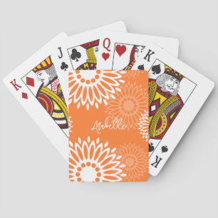 Jeu De Cartes Nom floral géométrique minimaliste Orange Mandala