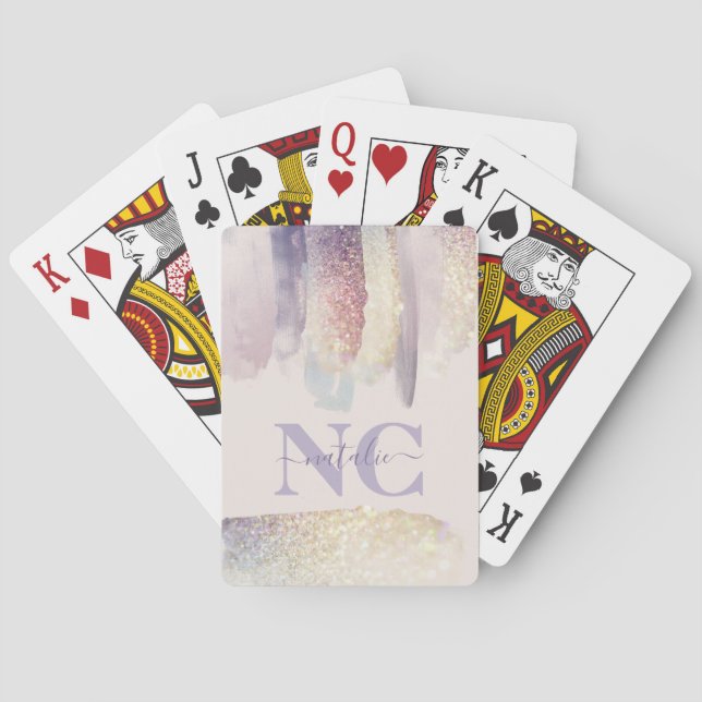 Jeu De Cartes Nom initial de la parties scintillant rose pourpre (dos)