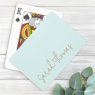 Jeu De Cartes Nom manuscrit moderne aqua bleu adresse de retour