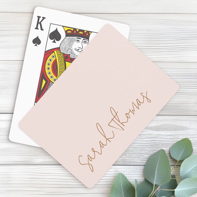 Jeu De Cartes Nom manuscrit moderne blush rose adresse de retour (Modern handwritten name blush pink return address poker cards)