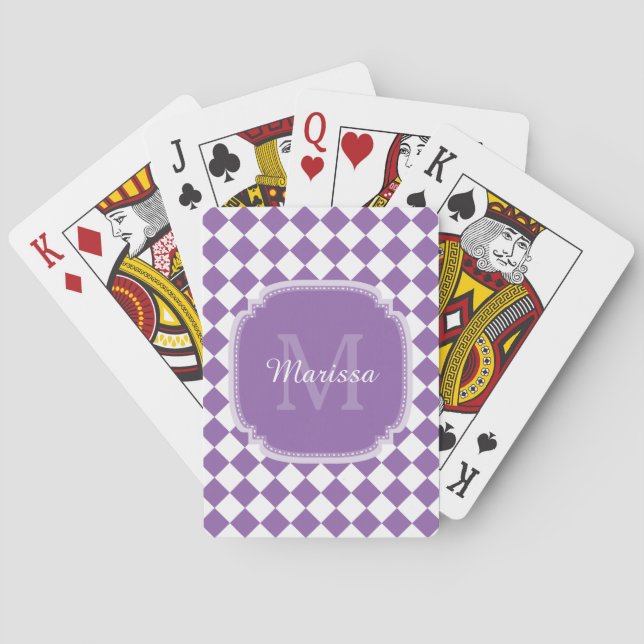 Jeu De Cartes Nom monogrammé à la mode violet clair (dos)