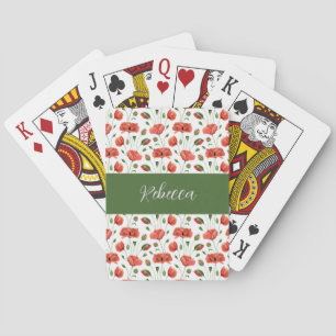 Jeu De Cartes Nom monogramme aquarelle fleur sauvage Coquelicot
