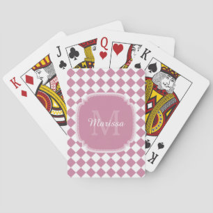 Jeu De Cartes Nom Monogrammé en rose et blanc tendance
