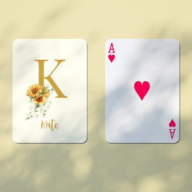 Jeu De Cartes Nom monogramme floral initial personnalisé (Créateur téléchargé)