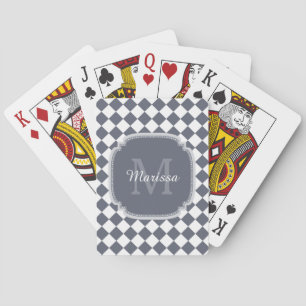 Jeu De Cartes Nom Monogrammé gris et blanc tendance
