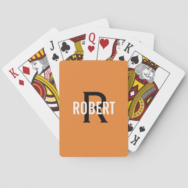 Jeu De Cartes Nom monogramme orange moderne (dos)