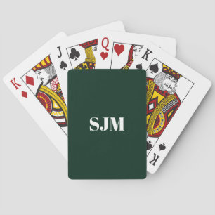 Jeu De Cartes Nom monogramme personnalisé vert foncé minimaliste