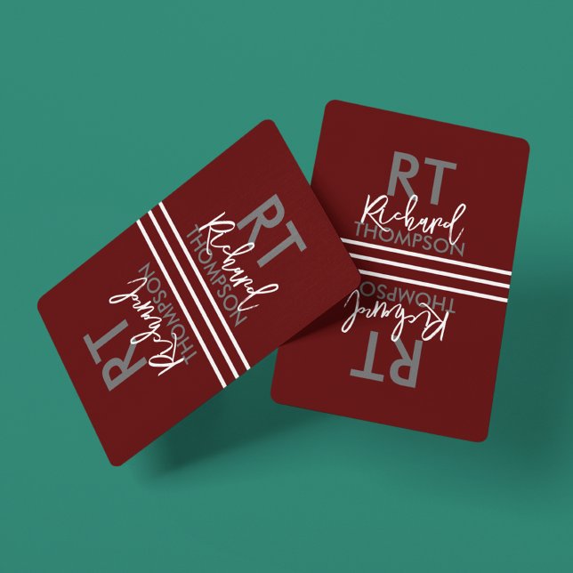 Jeu De Cartes Nom Monogramme sur rouge foncé (Créateur téléchargé)