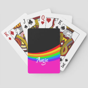 Jeu De Cartes Nom personnalisé à motif arc-en-ciel