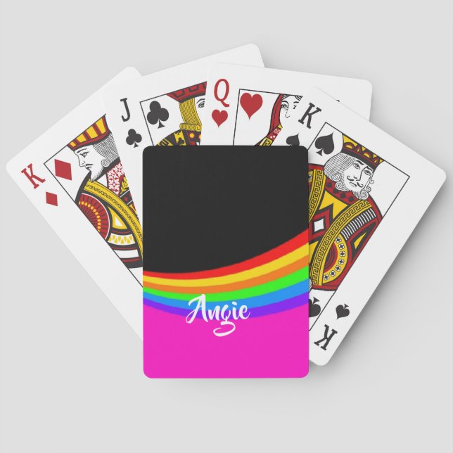 Jeu De Cartes Nom personnalisé à motif arc-en-ciel (dos)