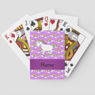 Jeu De Cartes Nom personnalisé arc-en-ciel unicorne pourpre arc-