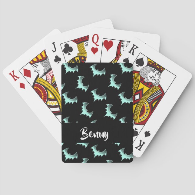 Jeu De Cartes Nom personnalisé Bats bleus (dos)