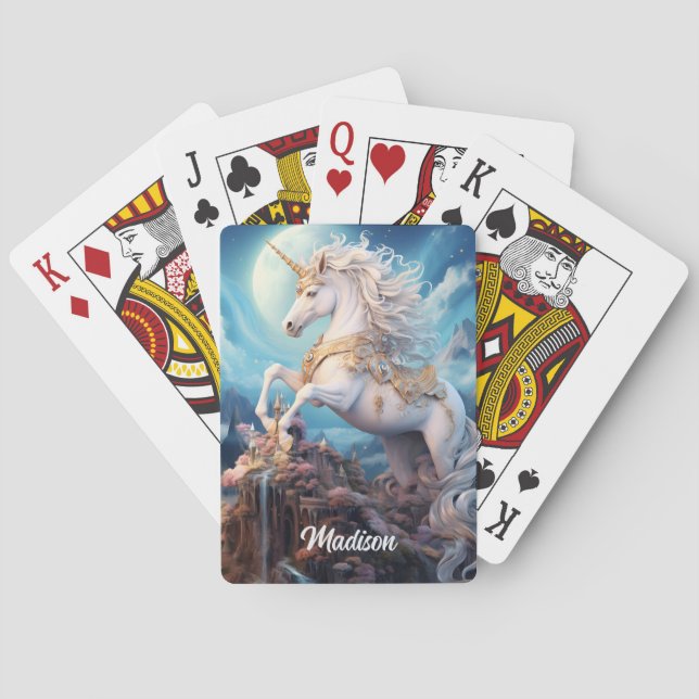 Jeu De Cartes Nom personnalisé belle licorne (dos)