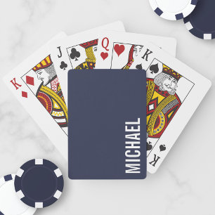 Jeu De Cartes Nom personnalisé bleu marine moderne minimaliste