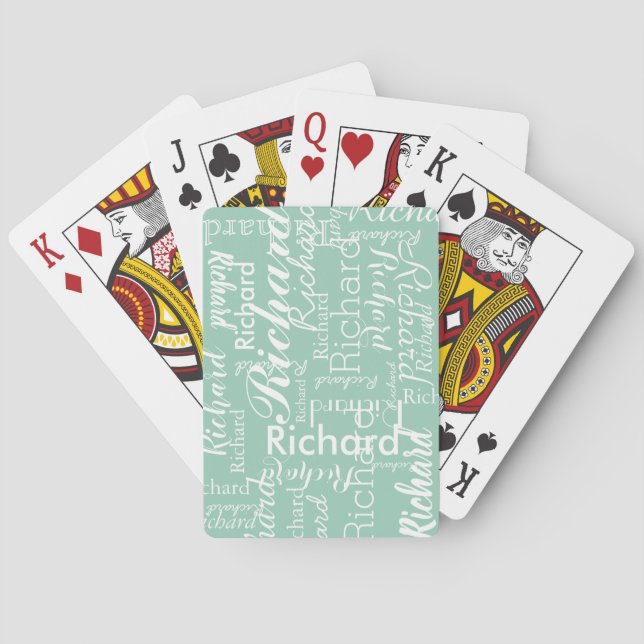 Jeu De Cartes Nom personnalisé bleu pâle (dos)