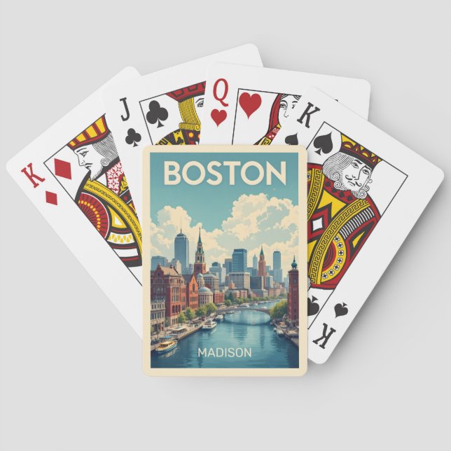 Jeu De Cartes Nom personnalisé Boston Massachusetts (dos)