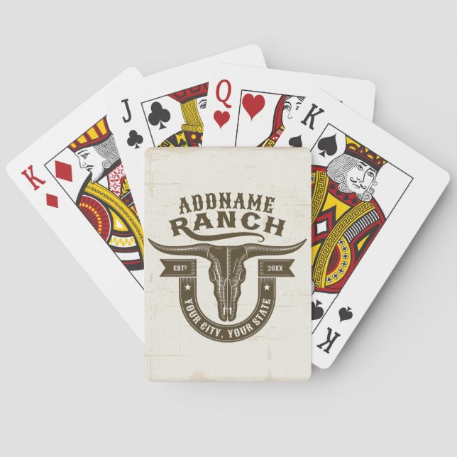 Jeu De Cartes NOM personnalisé Bull Steer Skull Western Ranch (dos)