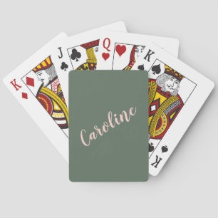 Jeu De Cartes Nom personnalisé calligraphie minimaliste verte
