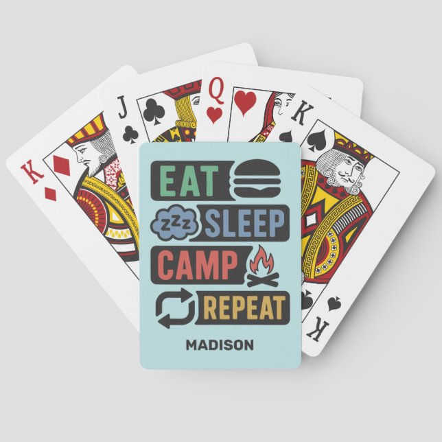 Jeu De Cartes Nom personnalisé Camping (dos)