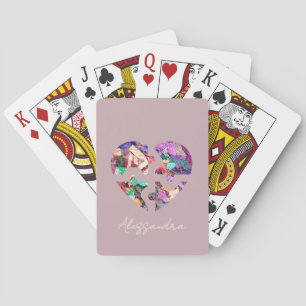 Jeu De Cartes Nom personnalisé Cute Colorée Coeur Blush Poudre R