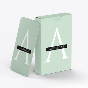 Jeu De Cartes Nom personnalisé de la menthe pastel minimaliste