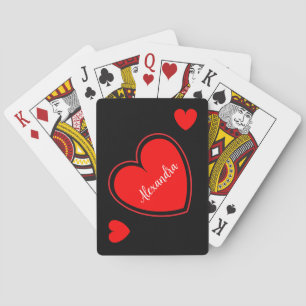 Jeu De Cartes Nom personnalisé du coeur rouge en noir