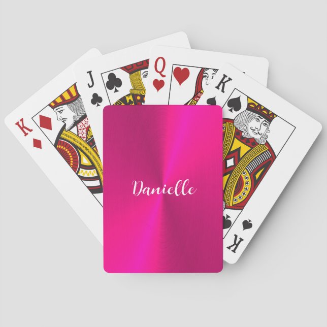 Jeu De Cartes Nom personnalisé en faux métal rose (dos)