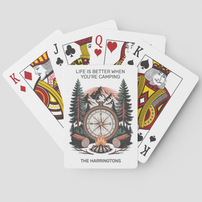 Jeu De Cartes Nom personnalisé et texte Camping (dos)
