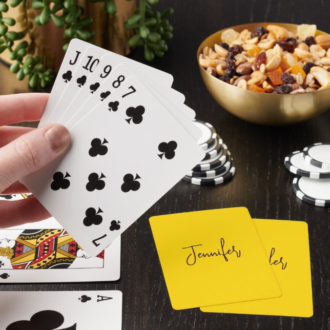 Jeu De Cartes Nom personnalisé jaune de texte pourpre (In Situ)