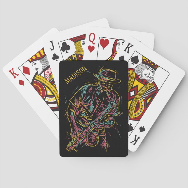 Jeu De Cartes Nom personnalisé Jazz Joueur coloré (dos)