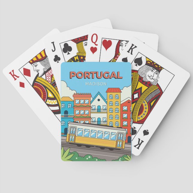 Jeu De Cartes Nom personnalisé Lisbonne Portugal (dos)