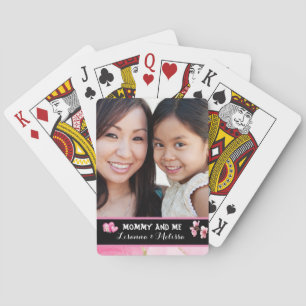 Jeu De Cartes Nom personnalisé mignon rose maman et moi