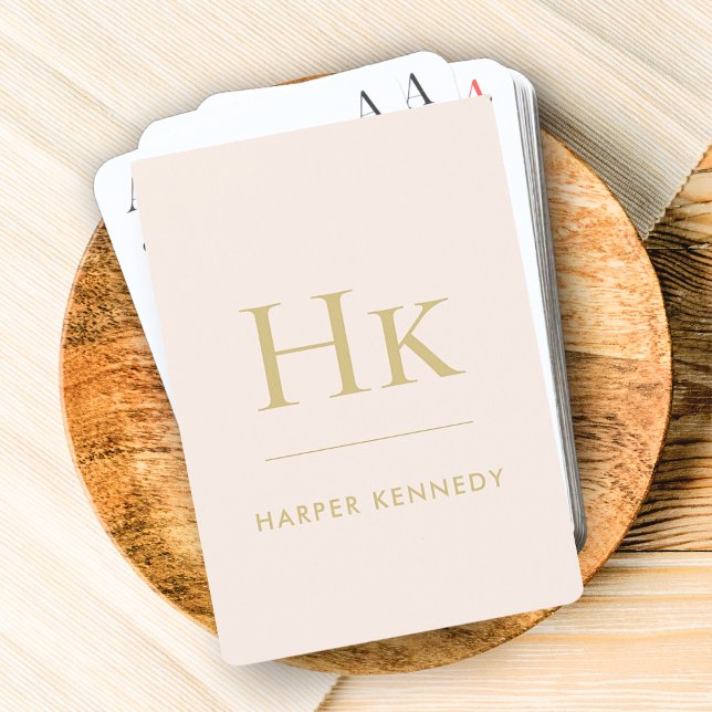 Jeu De Cartes Nom personnalisé Monogram Blush Pink Gold (Créateur téléchargé)