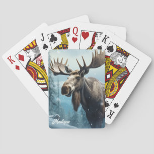 Jeu De Cartes Nom personnalisé Moose d'hiver
